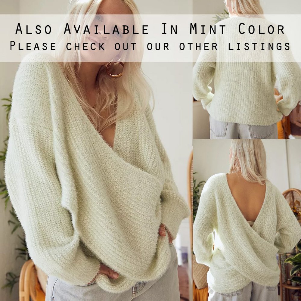 NEW Urban Outfitters Orange Kane Wrap Soft Fuzzy Knit Cozy Sweater $69 M or L - Picture 9 of 9
